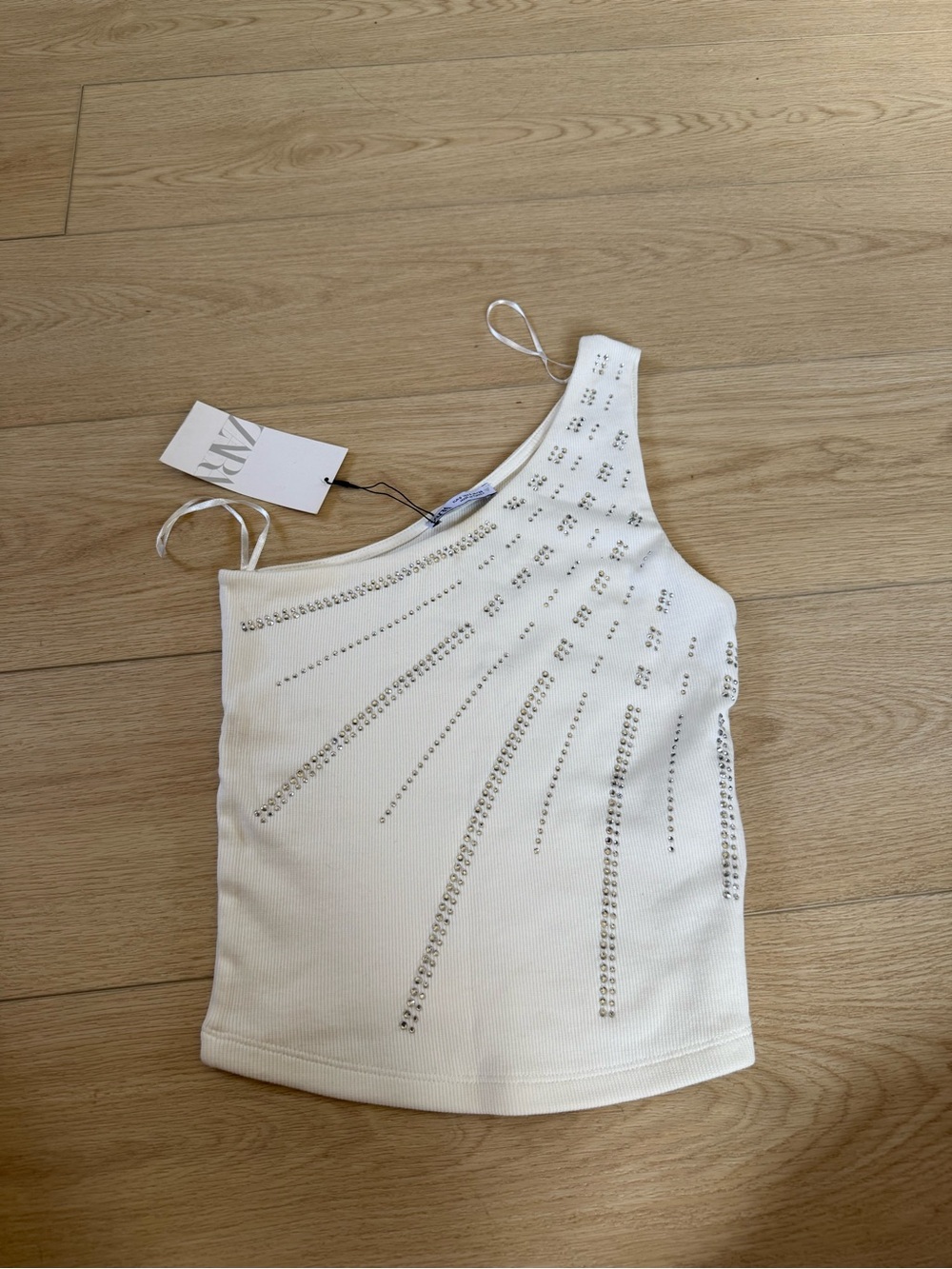 Zara one shoulder rhinestone top